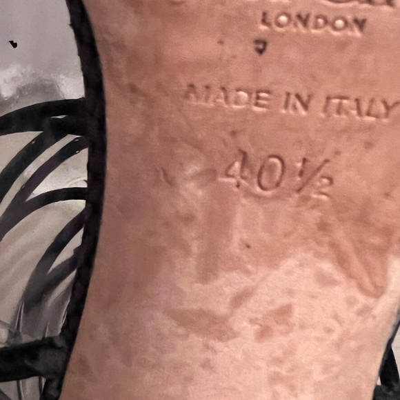 Jimmy Choo "Quantum" Black Leather Lattice Strap Sandals Size 10.5 (40.5) - Picture 5 of 8